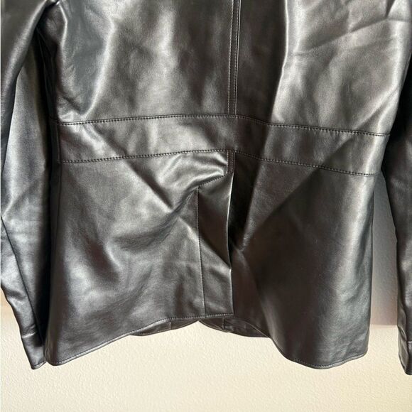 Steve Madden Women's Black Blazer Jacket Button Faux Leather Grunge Goth Medium - Picture 8 of 12